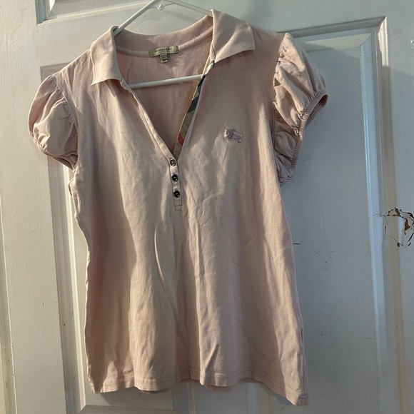 Burberry Tops - Burberry Blush Pink Puff-Sleeve Polo Shirt